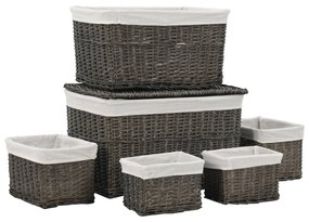 170780 vidaXL 6 pcs conjunto cestos de encastrar salgueiro natural cinzento