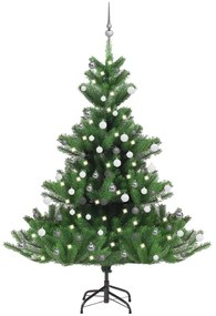 Árvore Natal artif. luzes LED/bolas 180cm abeto caucasiano verde