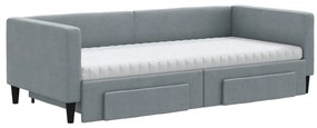 Sofá-cama c/ gavetão e gavetas 90x200 cm tecido cinzento-claro