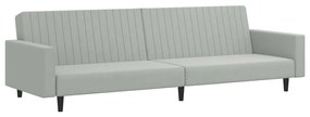 2 pcs conjunto de sofás veludo cinzento-claro
