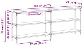 Mesa de Console Madeira Antiga 200x29x75 cm Engenharia