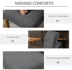 Conjunto de 2 Cadeiras de Sala de Jantar com Encosto Alto Assento Acolchoado e Estofados Tecido Transpirável com Tato de Linho 50x62x96cm Cinza