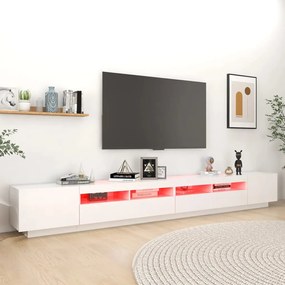 Móvel de TV Giancarlo com Luzes LED de 300cm - Branco - Design Moderno