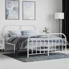 Estrutura de cama com cabeceira e pés 140x200 cm metal branco