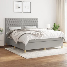 vidaXL Cama com molas/colchão 180x200 cm tecido cinzento-claro