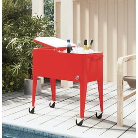 vidaXL Carrinho refrigerador com rodas 92x43x89 cm vermelho