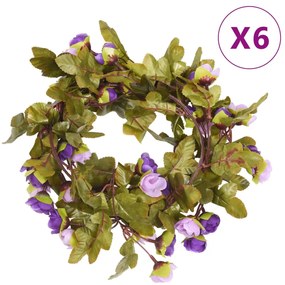 Grinaldas de flores de Natal 6 pcs 215 cm roxo claro