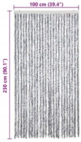 Cortina anti-insetos 100x230 cm chenille branco e cinzento