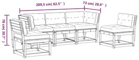 5 pcs conjunto de sofás de jardim com almofadões pinho maciço