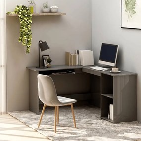 vidaXL Secretária de canto forma L 120x140x75cm contraplacado cinzento
