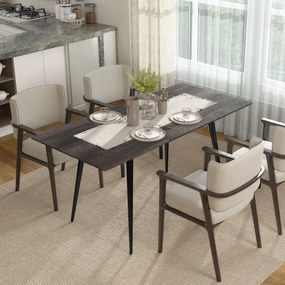 Mesa de Jantar Extensível (CADEIRAS NÃO INCLUIDAS), 160 x 75 x 77 cm, Capacidade Até 8 Pessoas, Cinzento