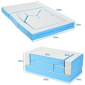 Conjunto multifunções 4 em 1 Sofá para Crianças Conjunto Criativo de Quebra-cabeças Azul e Cinzento