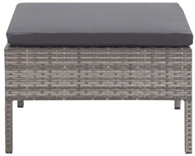 Conjunto lounge de jardim c/ almofadões 3 pcs vime PE cinzento