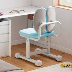 Cadeira de escritório para crianças com apoio duplo para as costas e altura ajustável estofada Azul