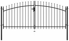 Portão de cerca com porta dupla e topo em lanças 300x150 cm