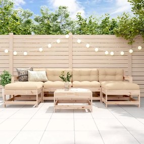 vidaXL 7 pcs conjunto lounge de jardim pinho maciço