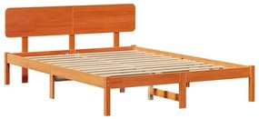 Estrado de Cama com Cabeceira Castanho 140x200 cm em Madeira de Pinho