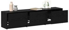 Armário de TV com LED Carvalho Preto 162.5x34x40 cm Madeira Engenheira