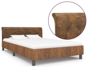 Estrutura de cama 140x200 cm camurça artificial castanho