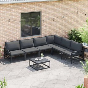 Conjunto de Sofá de Jardim 7 pcs Cinzento-escuro Aço