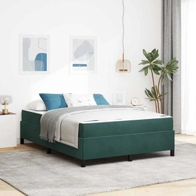 vidaXL Estrutura da Cama com colchão Verde Escuro 140 x 190 cm tecido