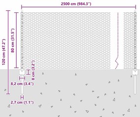 Postes de Cerca vidaXL 11 pcs U-Channel Cinza 80 cm Aço