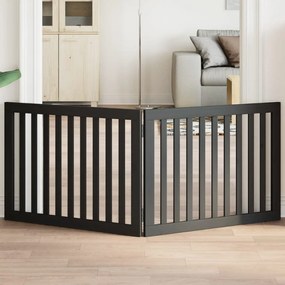 vidaXL Portão p/ cães dobrável 2 painéis 160 cm madeira de álamo preto