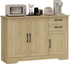 Aparador com 3 Portas Moderno para Sala de Estar com 2 Gavetas Prateleira Ajustável 120x38x79 cm Madeira