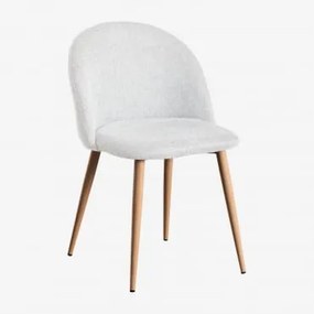 Cadeira De Jantar Estofada E Em Aço Kana Madeira Natural & Tecido Branco Quebrado - Sklum