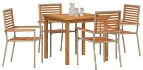Conjunto de Jantar para Jardim com 5 Peças em Rattan Poliéster Bege e