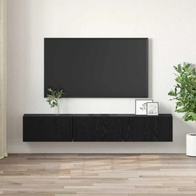 Conjunto de Gabinete de TV Carvalho Preto Madeira engenheirada