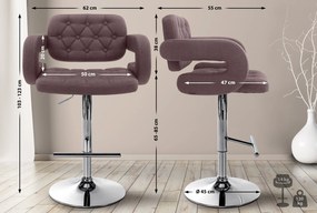 Banco de bar Dublin STOFF C regulável altura 103 - 123 x 63 x 55 cm com revestimento em tecido castanho