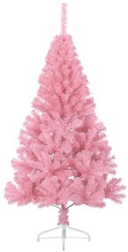 Meia árvore de Natal artificial com suporte 150 cm PVC rosa