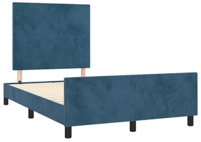 Estrutura de cama com colchão azul escuro 120x190 cm Veludo