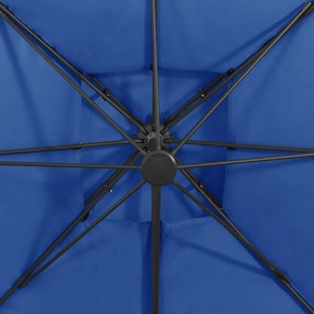 Guarda-sol jardim cantilever toldo duplo 300x300 cm azul-ciano