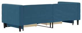 Sofá-cama com gavetão e gavetas 80x200 cm veludo azul