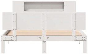 Cama com estante sem colchão 150x200 cm pinho maciço branco