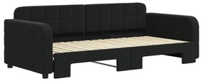 Sofá-cama com gavetão 90x190 cm veludo preto