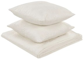 Colcha com relevo e duas almofadas creme 160 x 220 cm RUDKHAN Beliani