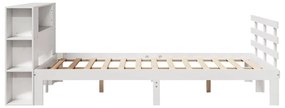 Cama com estante sem colchão 135x190 cm pinho maciço branco
