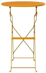 Mesa Bistro Dobrável Amarelo Mostarda Ø50x71 cm em Aço com Revestiment