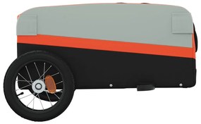 Reboque para bicicleta 30 kg ferro preto e laranja