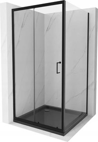 Mexen Apia cabine de duche deslizante 90 x 90 cm, transparente, preta + base de duche Flat, preta - 840-090-090-70-00-4070B