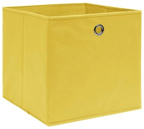 Caixas de arrumação 10 pcs 32x32x32 cm tecido amarelo