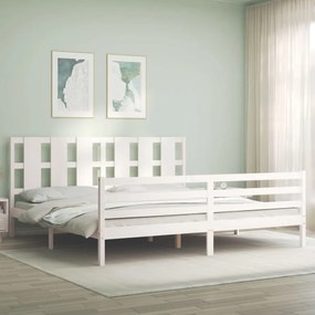 Estrutura cama Super King Size c/ cabeceira madeira branco