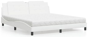 Cama com colchão 180x200 cm couro artificial branco