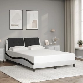 vidaXL Estrutura cama c/ cabeceira 140x200 couro artif. branco/preto