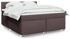 Cama com molas/colchão 180x200 cm tecido castanho-escuro