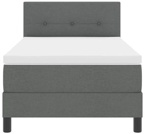 Camas Box Spring com Colchão e LED Cinza Escuro 100x200 cm em Tecido