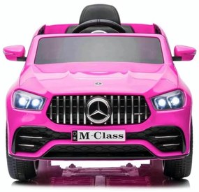 Mercedes M-Class 12v Carro elétrico infantil módulo de música, assento de couro, pneus de borracha EVA Rosa